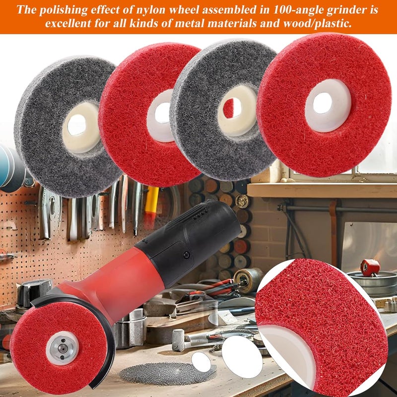 Sunxeke 18Pcs 4 Inch Buffering Wheels Polishing Kit with Compound for Angle Grinder,Includes 14Pcs Nylon Fiber Flap Disc & Wool Felt Polishing Wheel,3Pcs Buffing Compounds and Sanding Sponge - Image 5